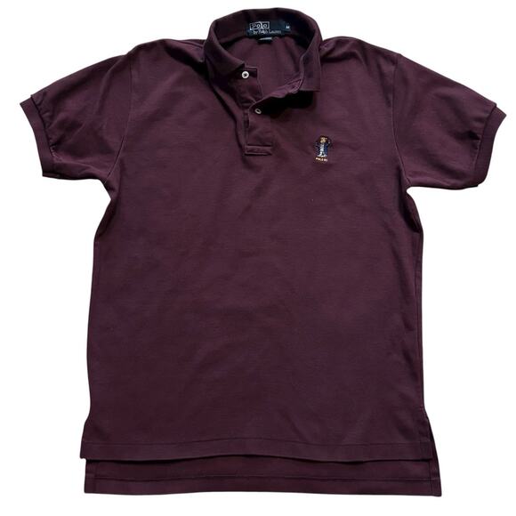 Vintage Polo Ralph Lauren Polo Bear Embroidered Logo 92 USA Made Maroon Medium
